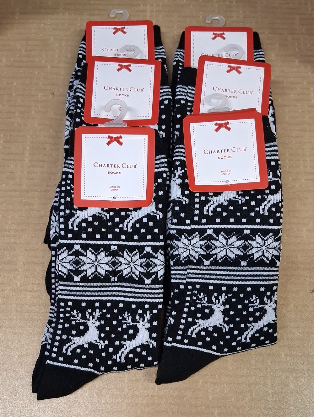 Charter Club Womens Holiday Print Crew Socks 6 Pair Bundle